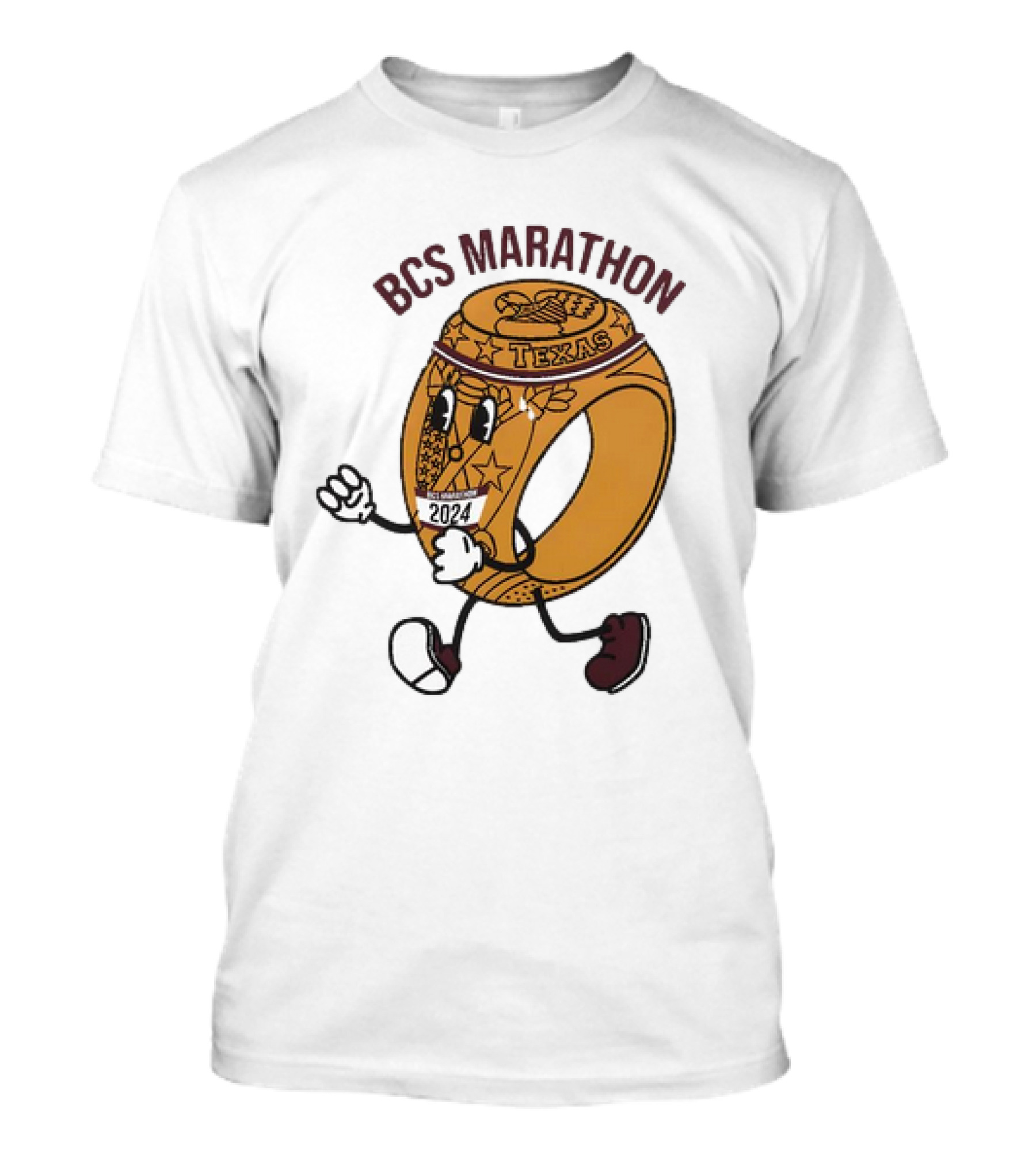 BCS Marathon 2024 Texas Running Ring Character T-Shirt