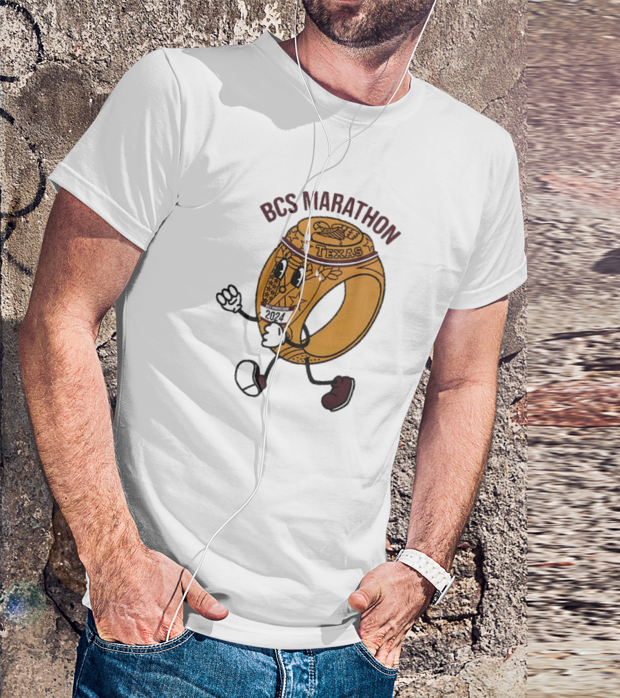 BCS Marathon 2024 Texas Running Ring Character T-Shirt