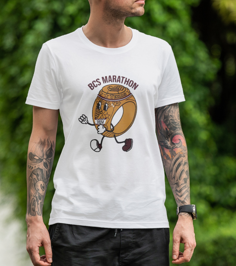 BCS Marathon 2024 Texas Running Ring Character T-Shirt