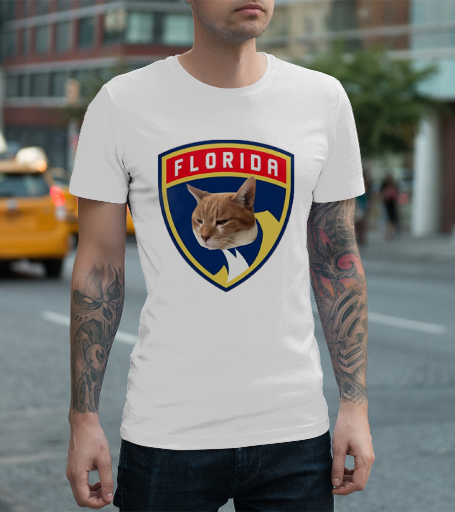 Florida Panthers Cat Face Shield Badge T-Shirt