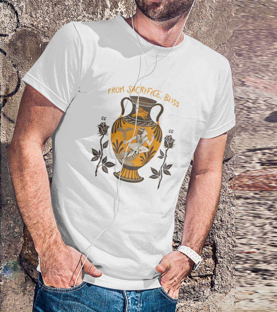 FROM SACRIFICE BLISS ANCIENT GREEK VASE HERMES AND ROSES T-Shirt