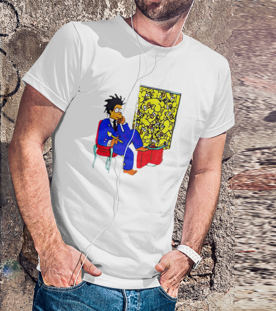 The Simpsons Jay-Z Cartoon Style Art With Basquiat Sitting On Red Chair T-Shirt