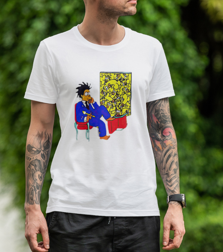 The Simpsons Jay-Z Cartoon Style Art With Basquiat Sitting On Red Chair T-Shirt