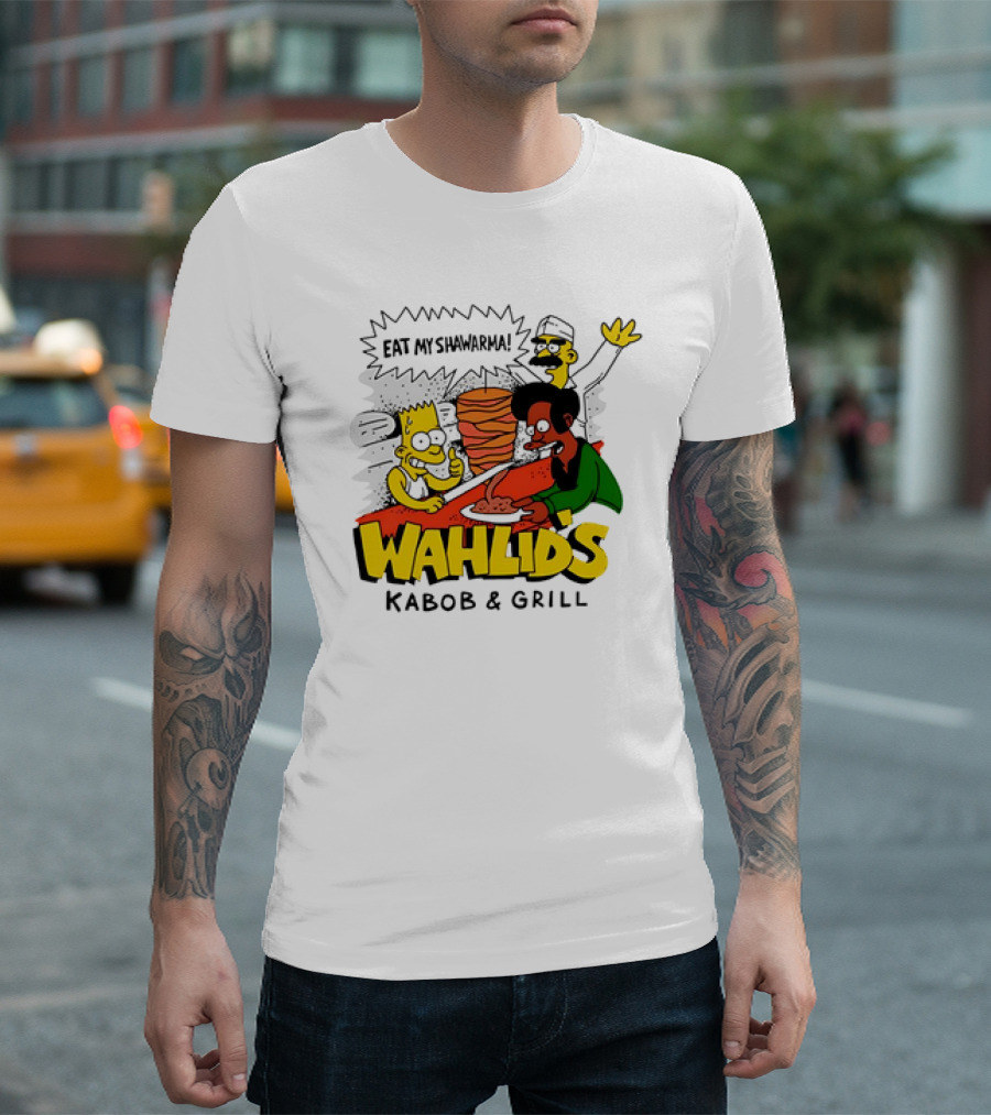 The Simpsons Wahlid's Eat My Shawarma Kabob and Grill T-Shirt