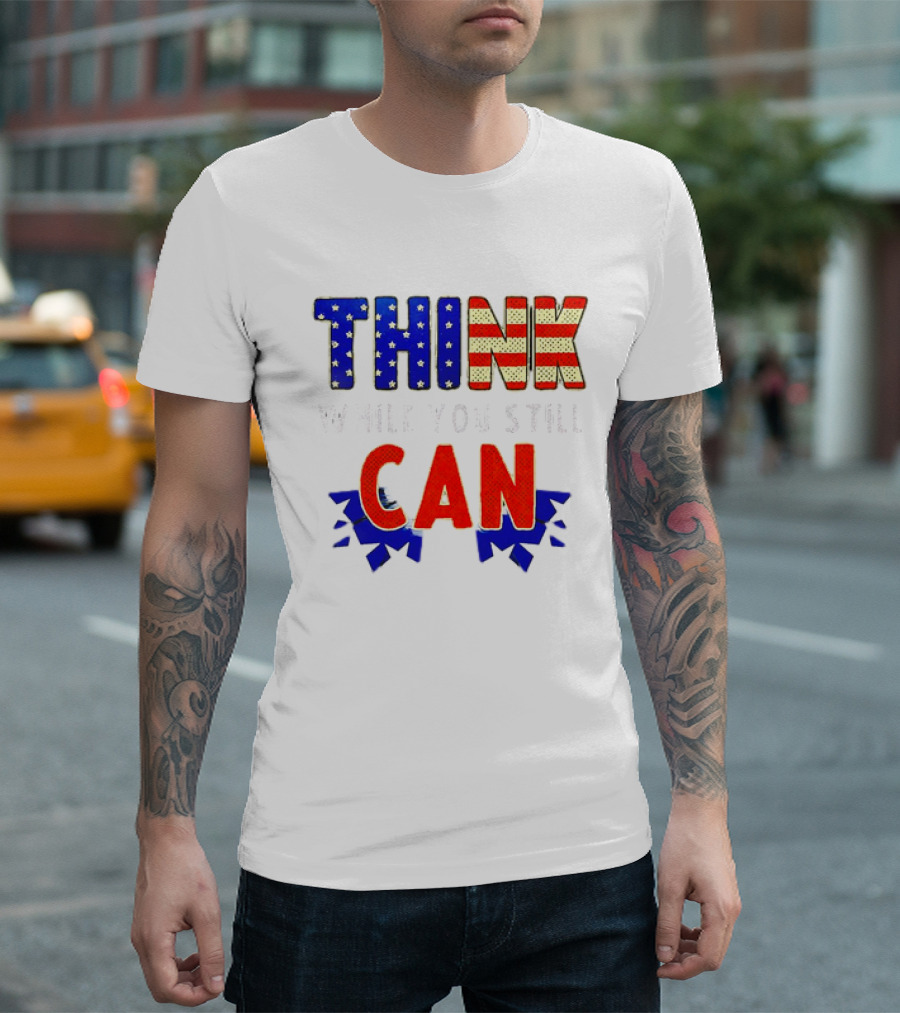 Think CAN American Flag Stars Stripes T-Shirt
