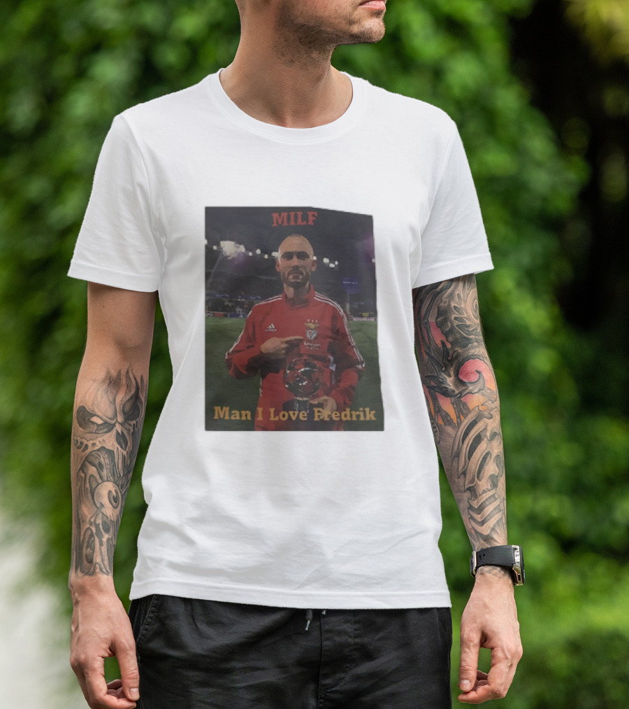 MILF Man I Love Fredrik Soccer Player In Stadium With Trophy T-Shirt