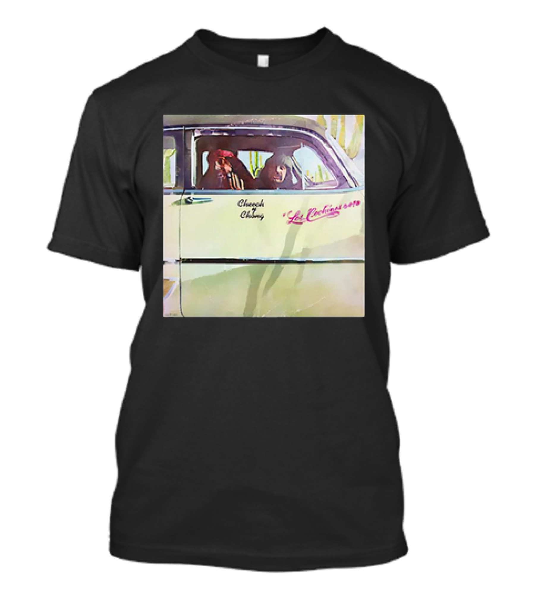Cheech And Chong Los Cochinos 1973 Vintage Car Window Scene T-Shirt