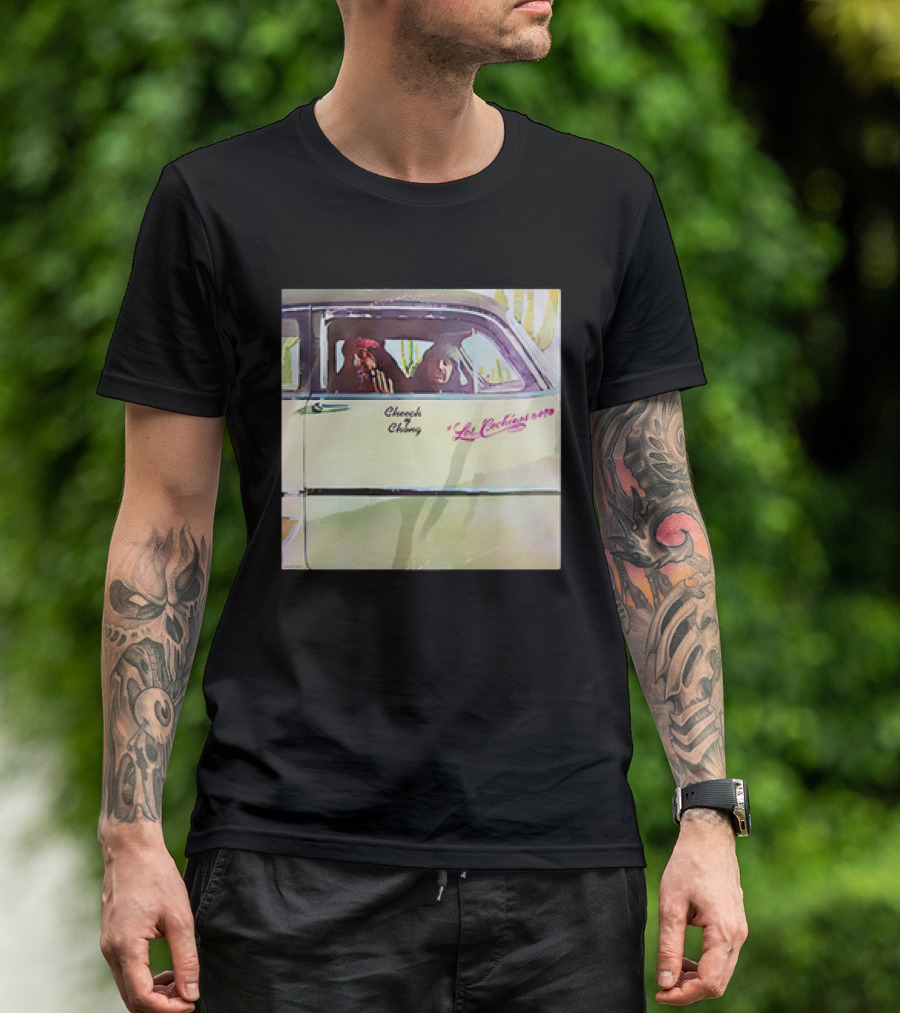 Cheech And Chong Los Cochinos 1973 Vintage Car Window Scene T-Shirt
