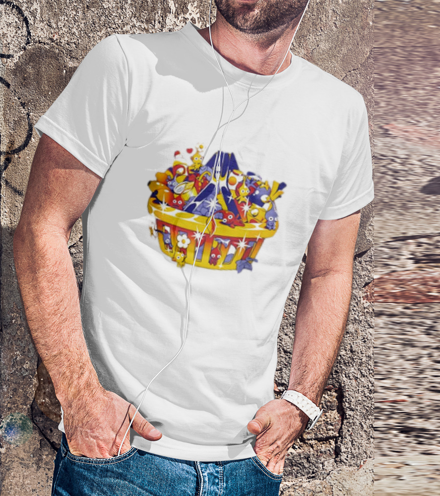 Basket Full Of Colorful Cartoon Creatures Playful And Whimsical Imagination T-Shirt