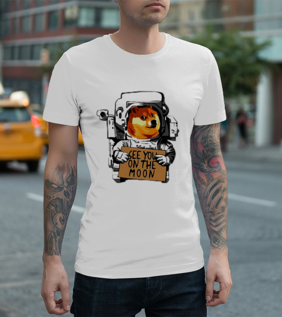 See You on the Moon Dogecoin Doge Holder Cryptocurrency Meme Astronaut T-Shirt