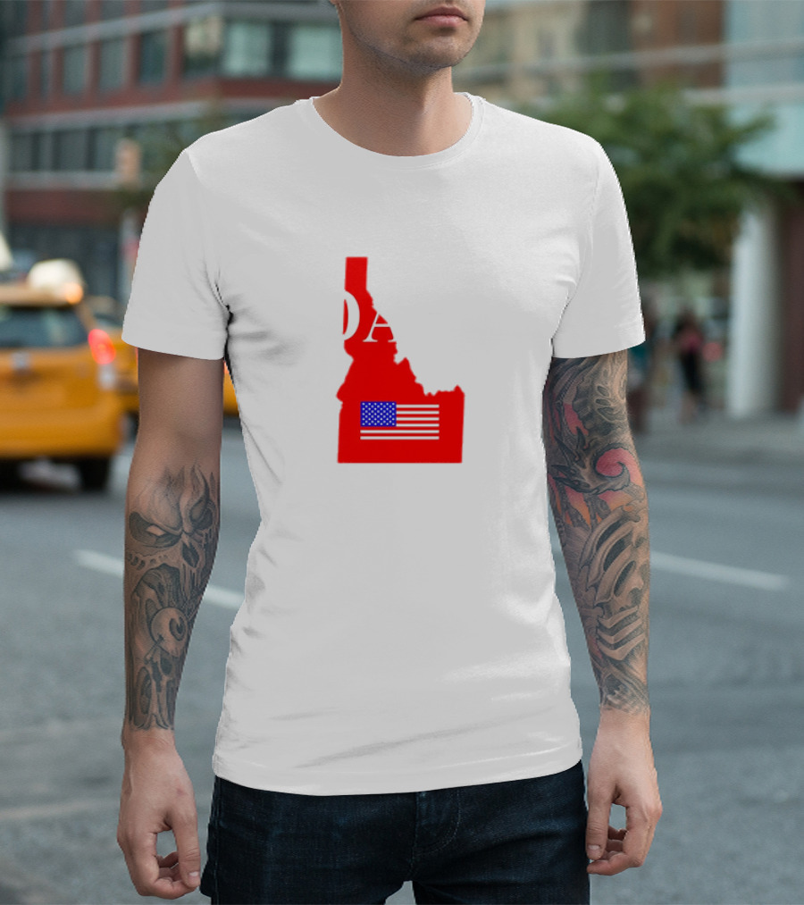 Don’t California My Idaho Red State Outline with American Flag T-Shirt