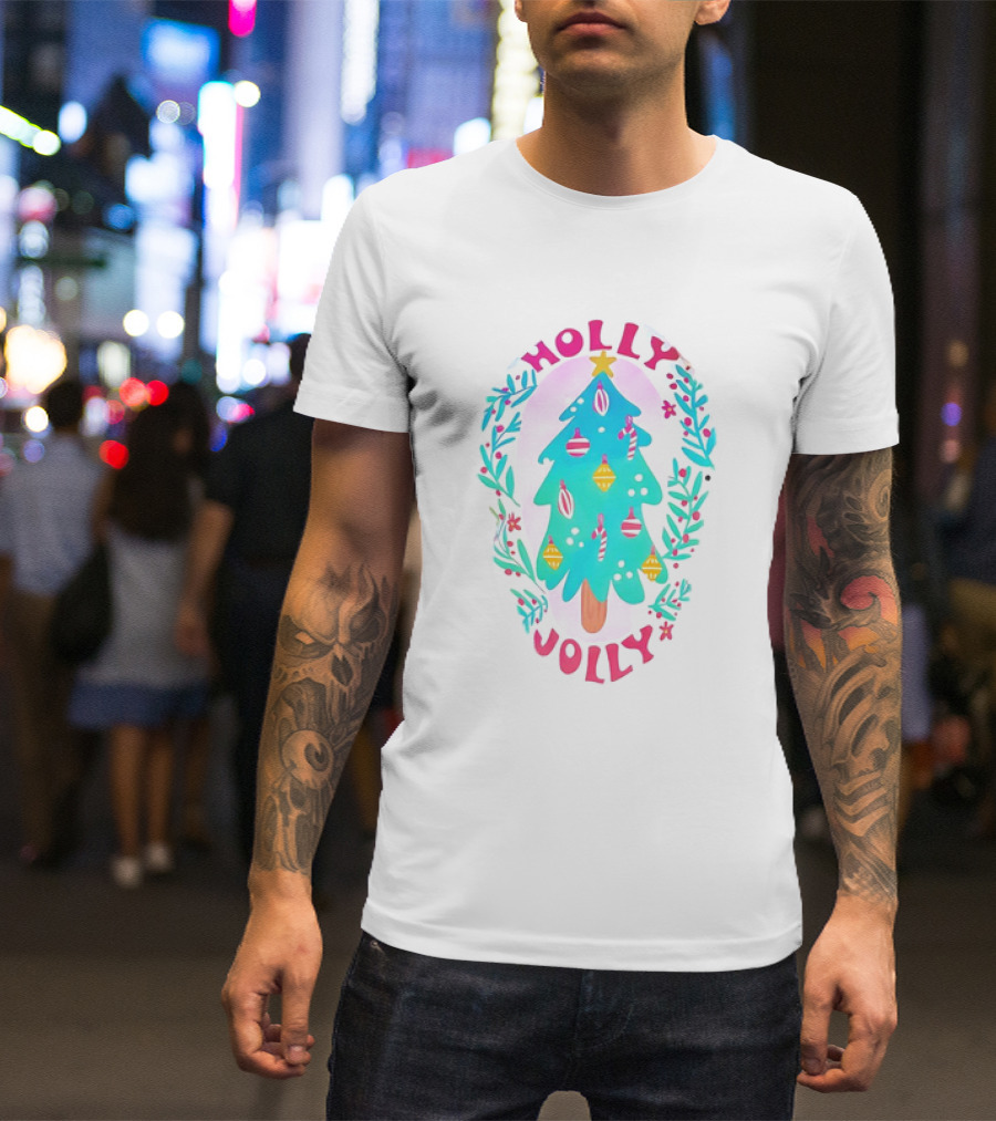Holly Jolly Christmas Tree With Ornaments And Foliage T-Shirt