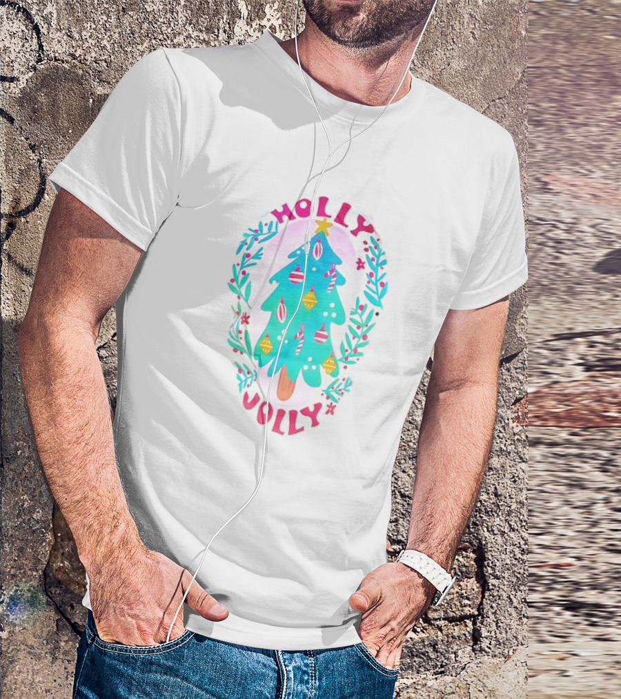 Holly Jolly Christmas Tree With Ornaments And Foliage T-Shirt
