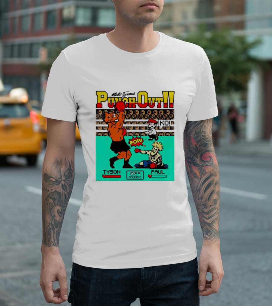 Mike Tyson’s Punch-Out KO Tyson POW Paul Round 2 Retro Game Boxing Match T-Shirt