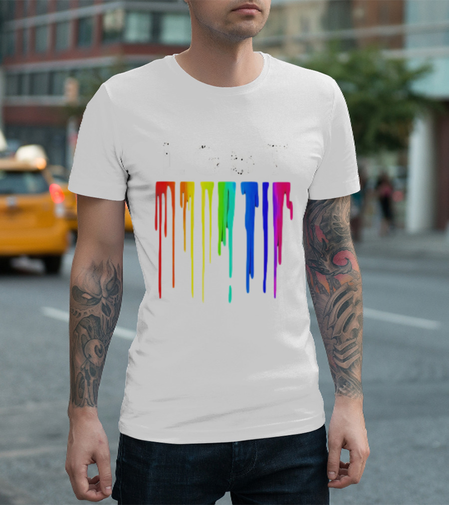 LGBT Rainbow Dripping Paint Watercolor T-Shirt
