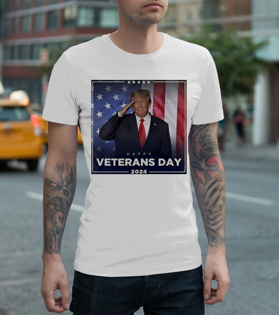 Happy Veterans Day 2024 Donald Trump Salute American Flag T-Shirt