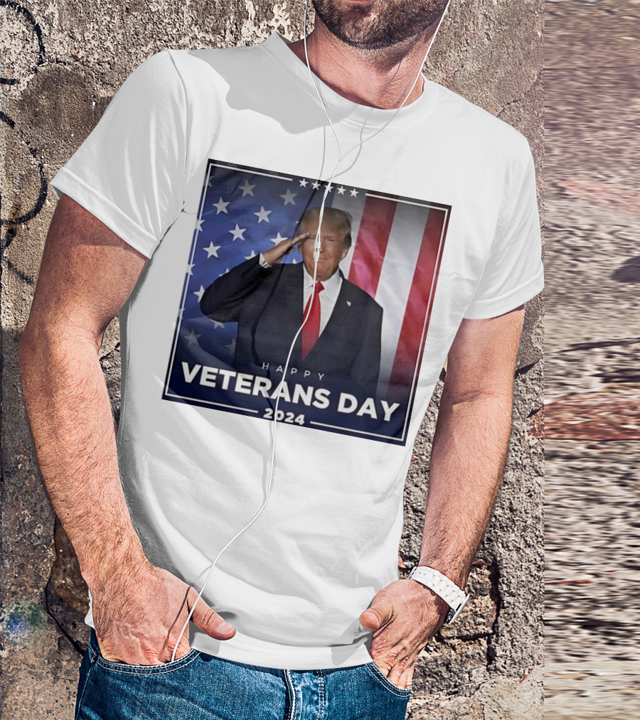 Happy Veterans Day 2024 Donald Trump Salute American Flag T-Shirt