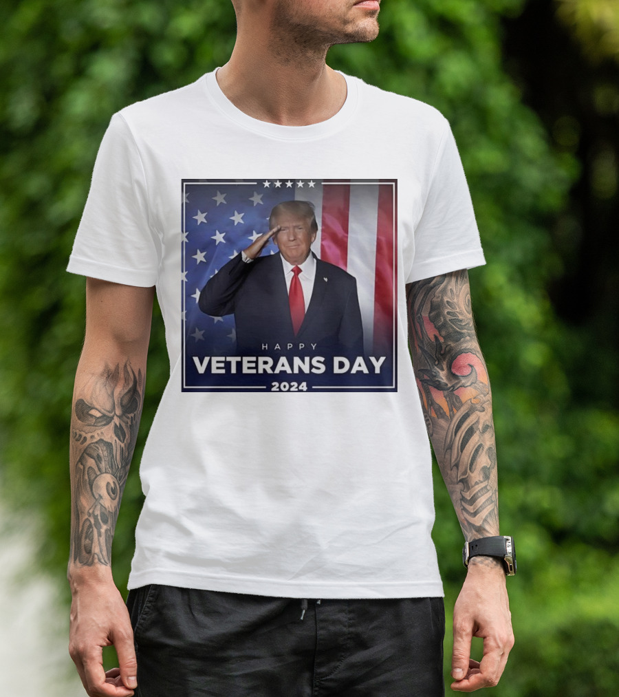Happy Veterans Day 2024 Donald Trump Salute American Flag T-Shirt