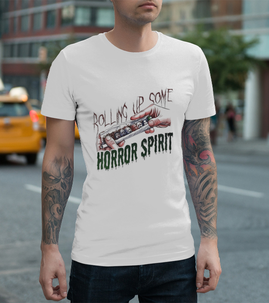 Rolling Up Some Horror Spirit Halloween Masked Faces T-Shirt