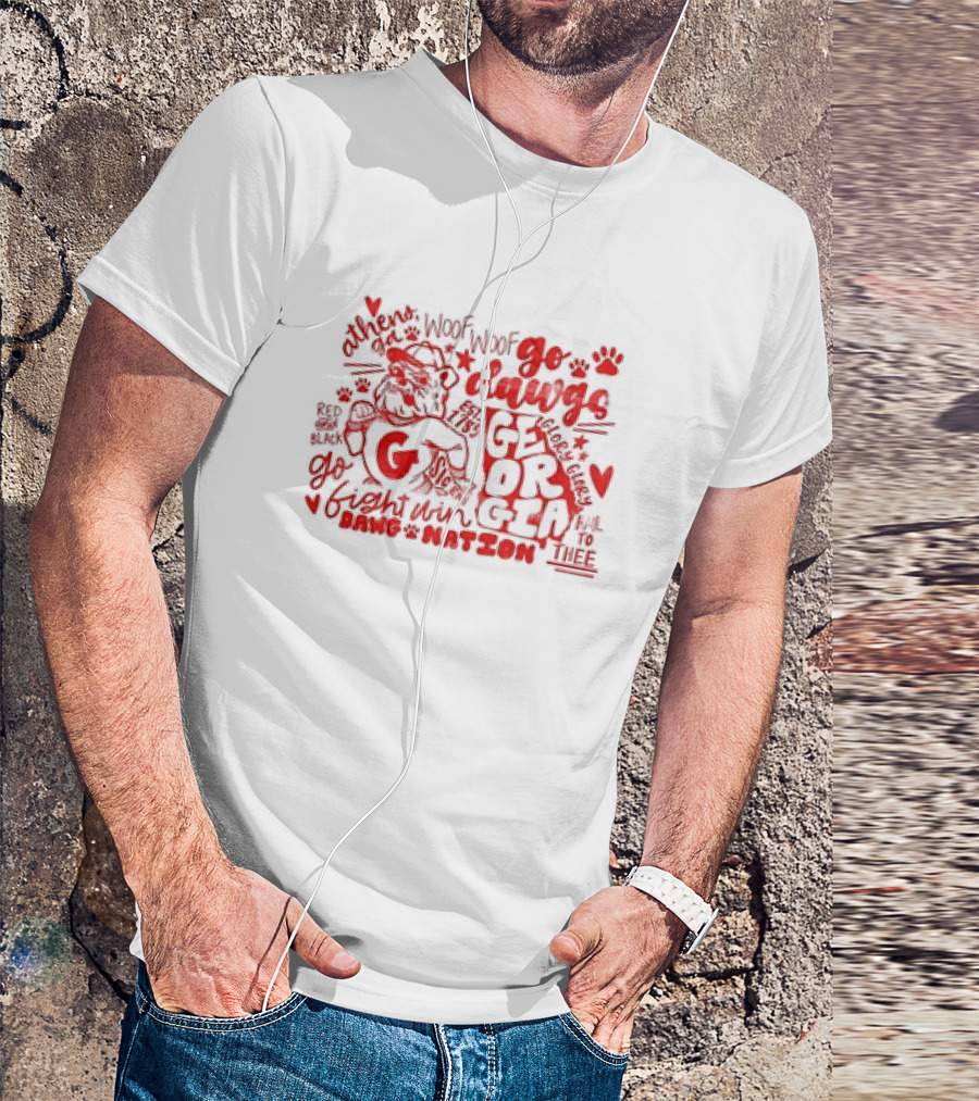 Go Dawgs Georgia Athens Fight Win Dawg Nation Fall To Thee Woof Woof T-Shirt