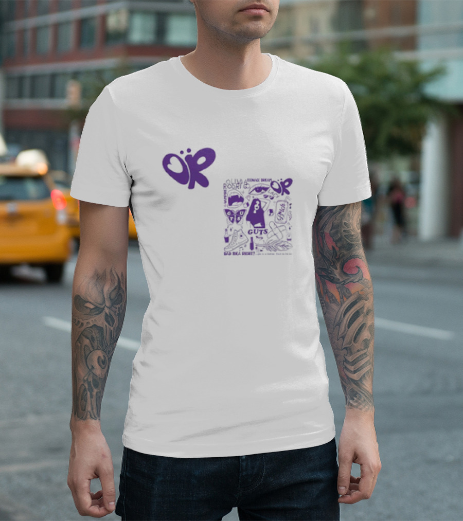 Olivia Rodrigo OR Guts Teenage Dream Sour Real Power Image Bomb Rib Cage Map Butterfly T-Shirt