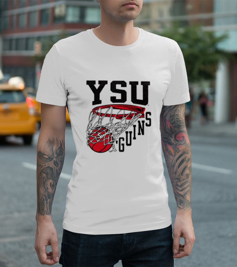 YSU Guins Basketball Hoop Retro T-Shirt