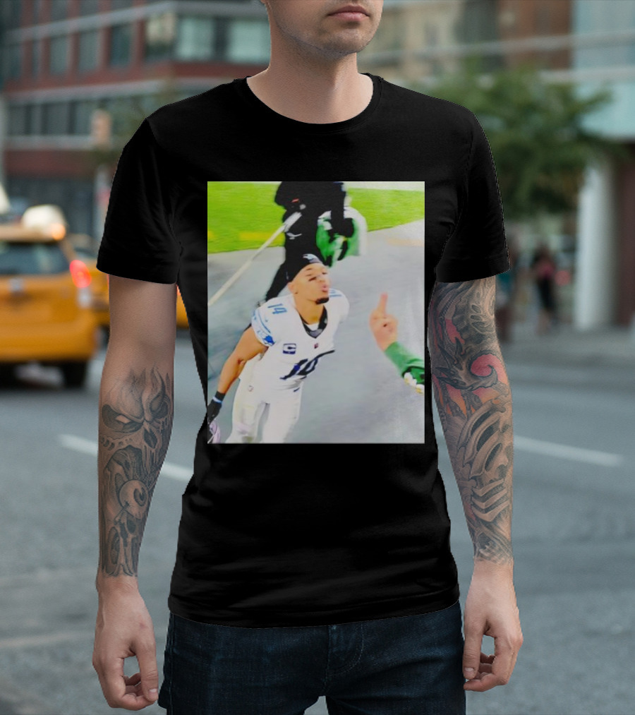 Detroit Football Amon-Ra St Brown Meme Kiss Gesture Fan Interaction T-Shirt