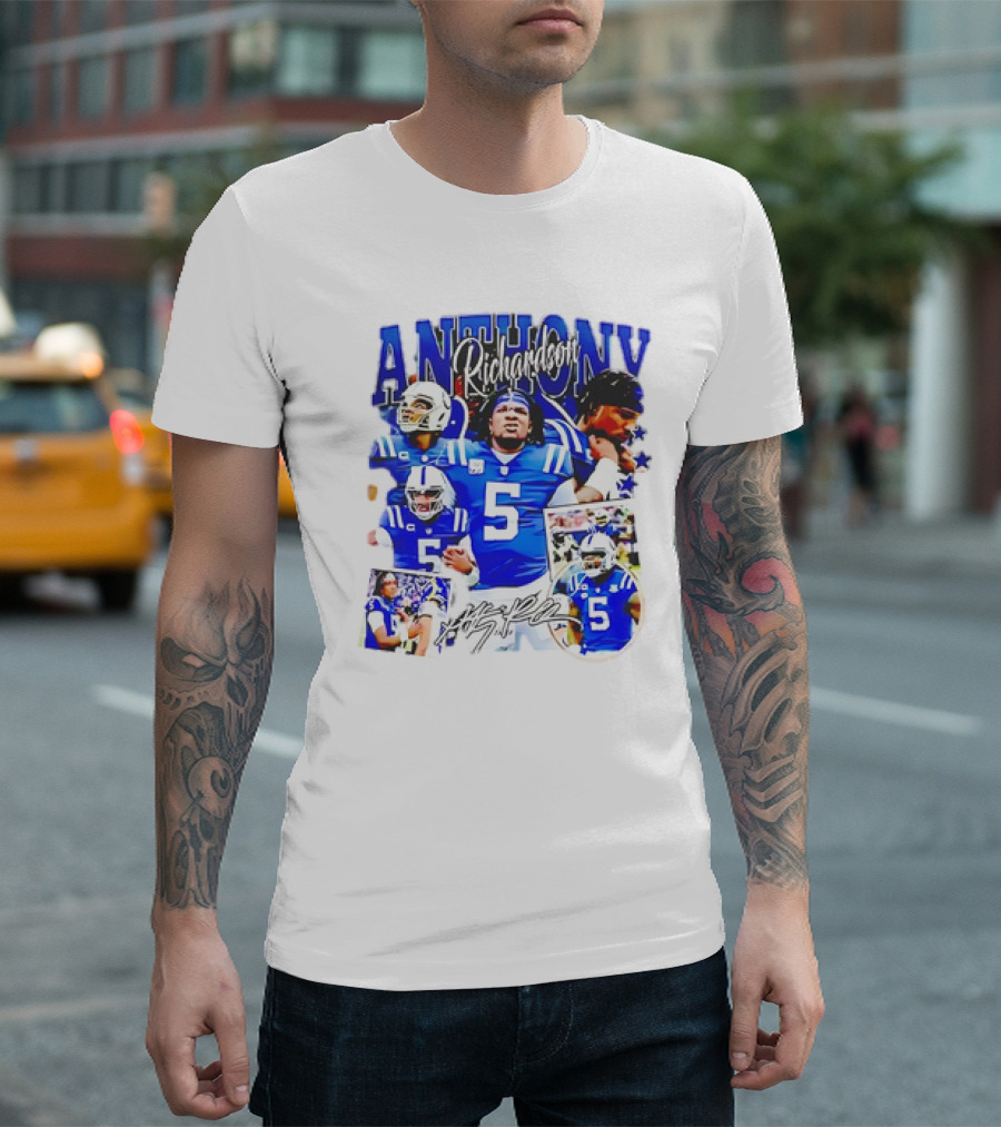 Anthony Richardson Indianapolis Colts Number 5 Collage T-Shirt