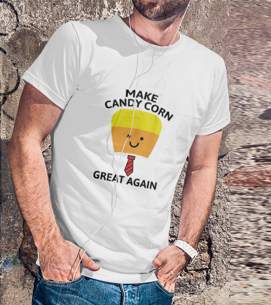 MAKE CANDY CORN GREAT AGAIN Candy Corn Face With Yellow Hair And Red Tie T-Shirt