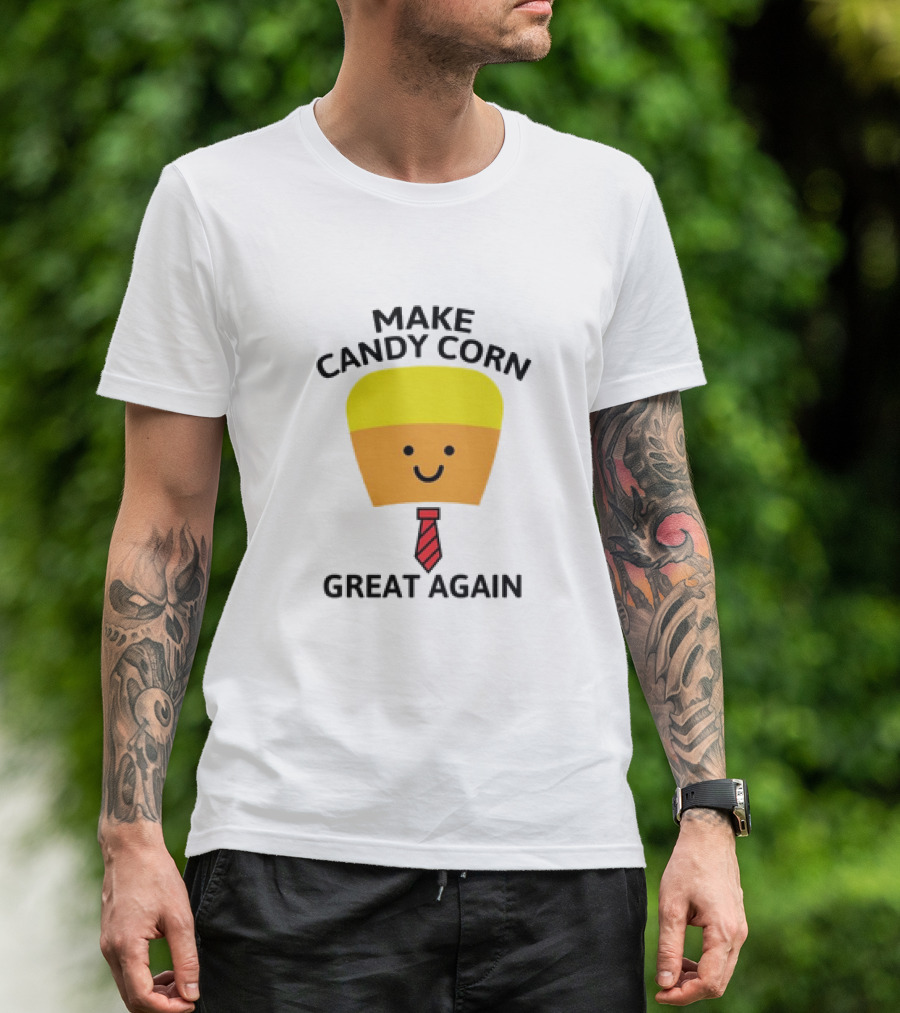 MAKE CANDY CORN GREAT AGAIN Candy Corn Face With Yellow Hair And Red Tie T-Shirt