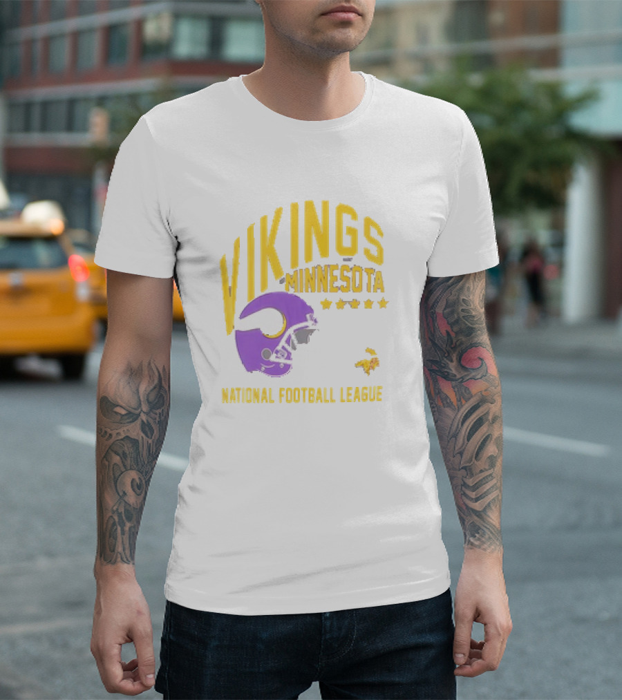 Minnesota Vikings National Football League Helmet Stars T-Shirt