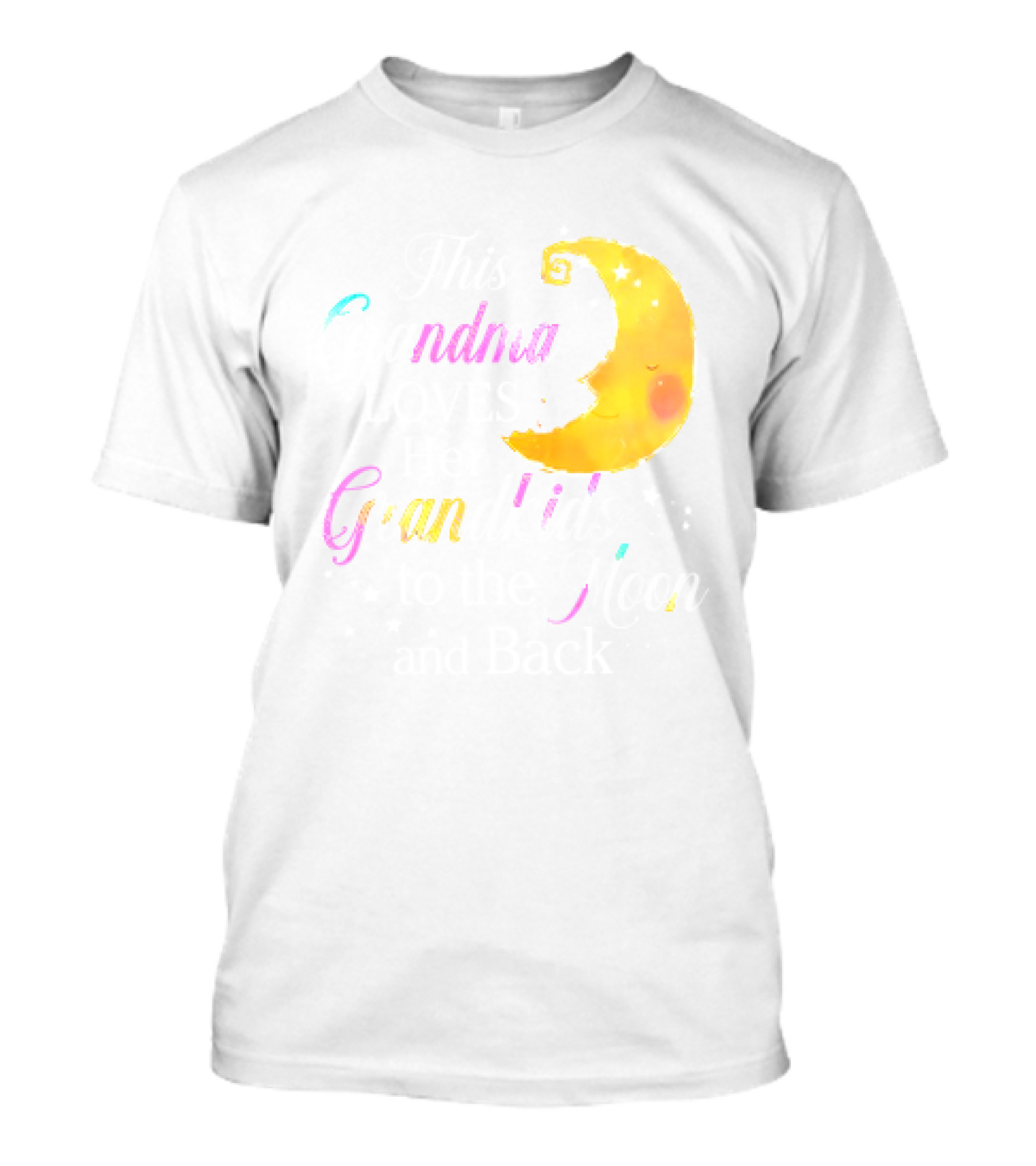 Grandma Loves Grandkids To The Moon And Back With Smiling Moon T-Shirt
