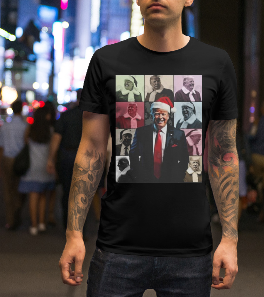 Donald Trump Era Christmas 2024 Santa Claus Collage T-Shirt