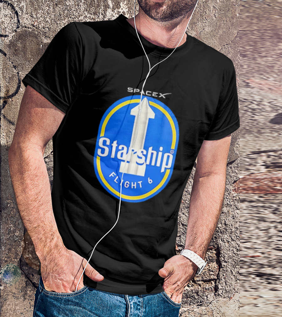 SpaceX Starship Flight 6 Emblem With Rocket T-Shirt