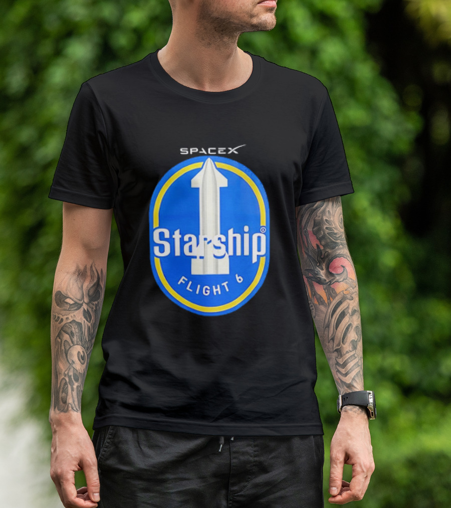 SpaceX Starship Flight 6 Emblem With Rocket T-Shirt