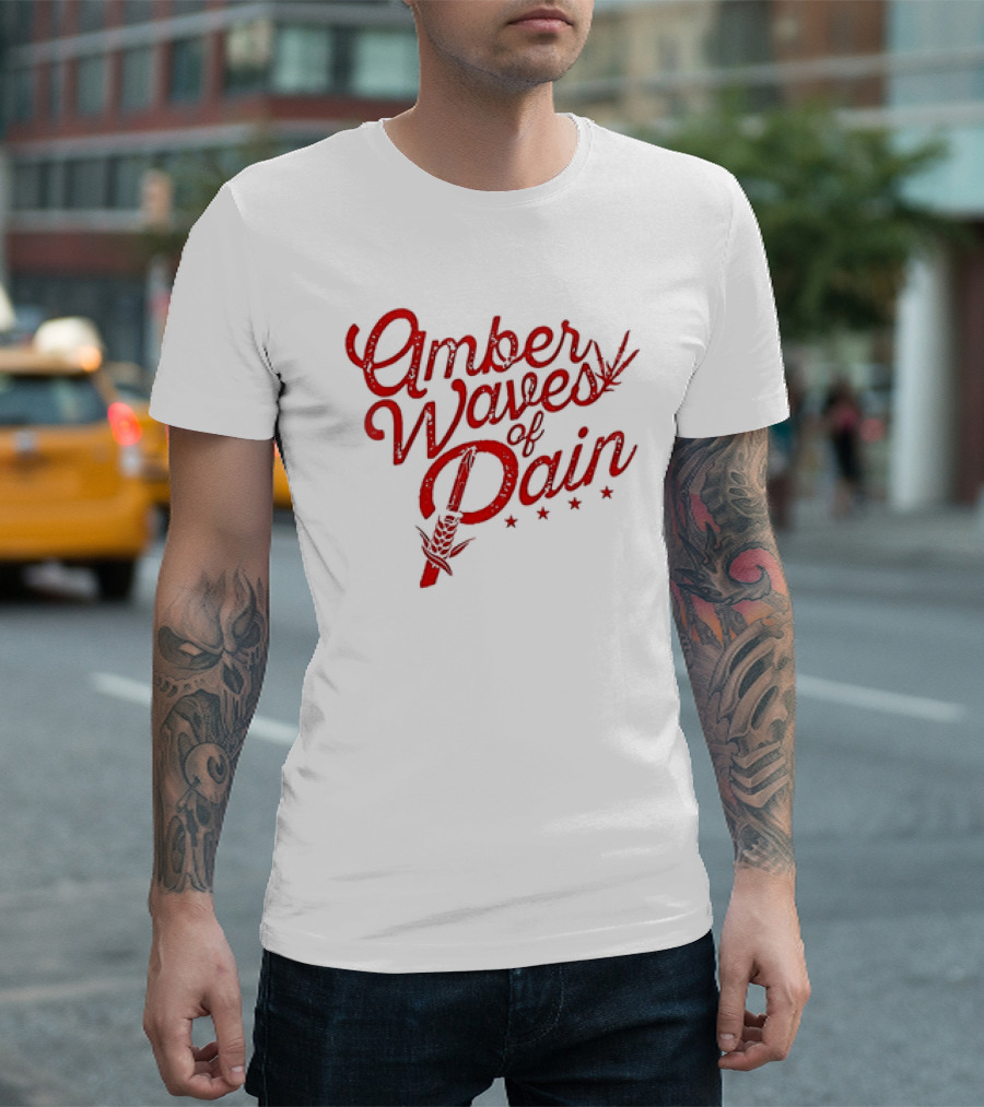 Amber Waves Of Pain Farm Style Red Barn And Wheat T-Shirt