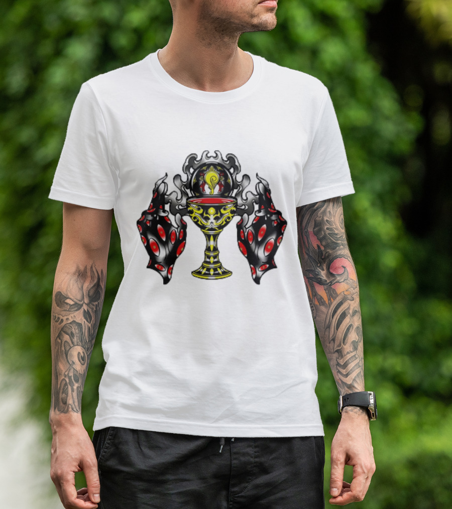 Chalice Hands Classic Red And Black Flame T-Shirt