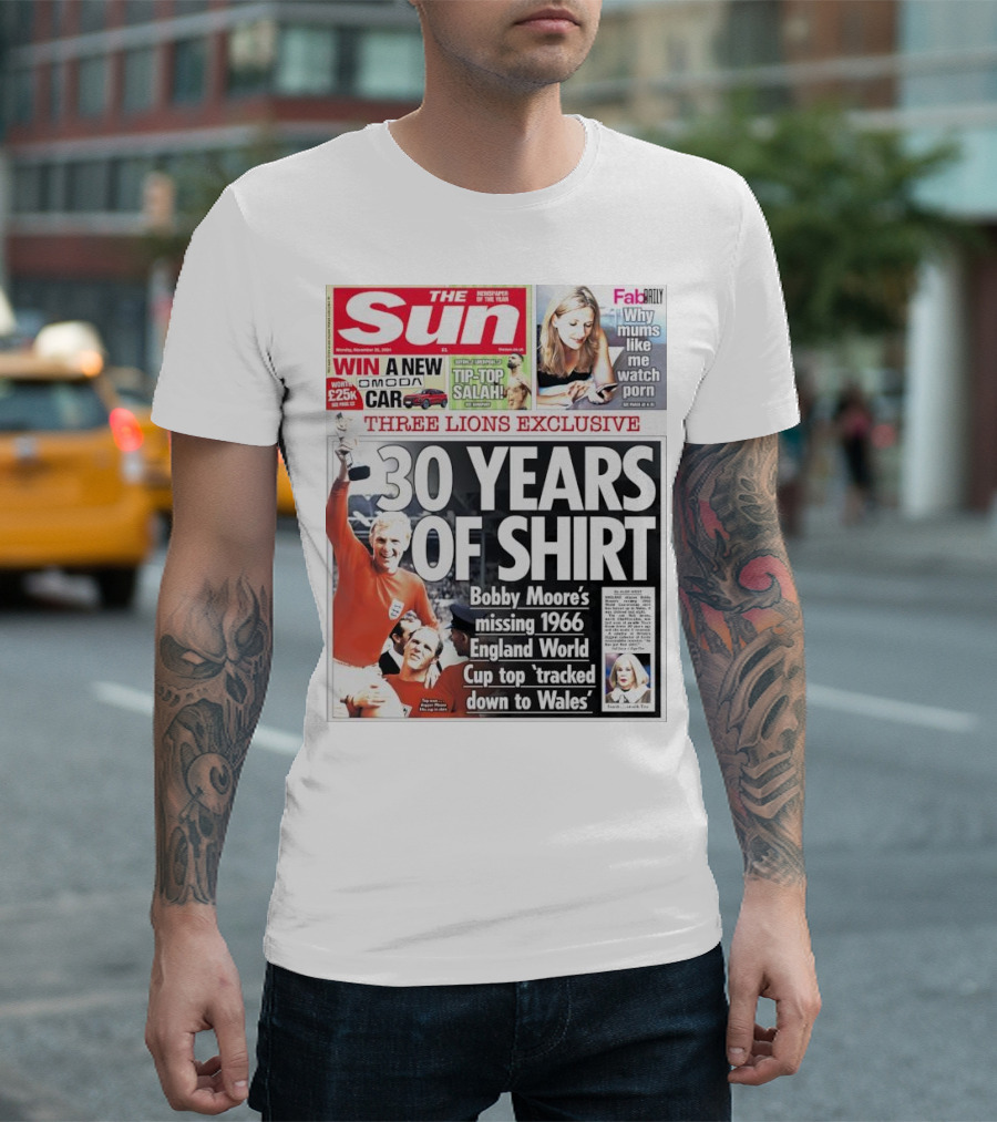 Bobby Moore's Missing 1966 England World Cup Shirt Tracked Down To Wales 30 Years On - The Sun Three Lions Exclusive T-Shirt