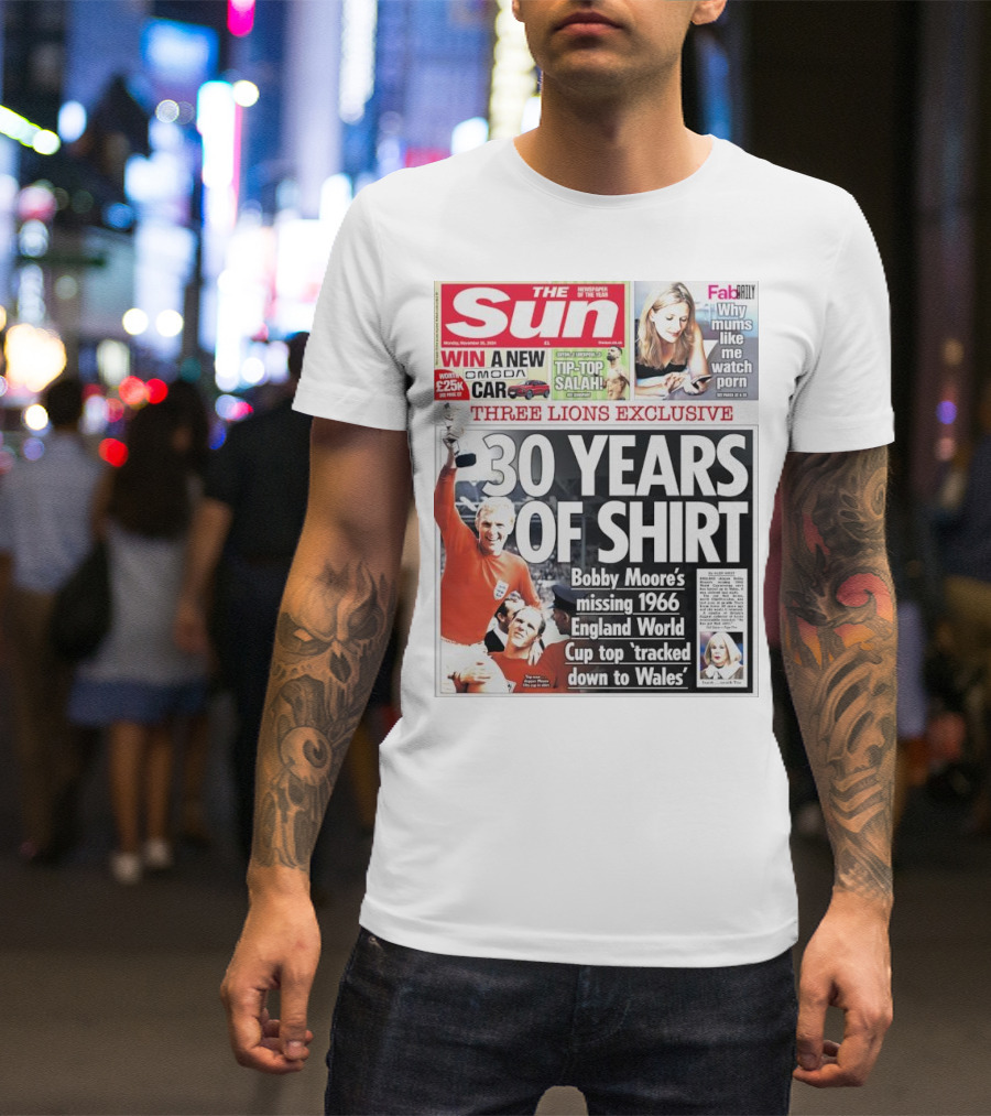 Bobby Moore's Missing 1966 England World Cup Shirt Tracked Down To Wales 30 Years On - The Sun Three Lions Exclusive T-Shirt