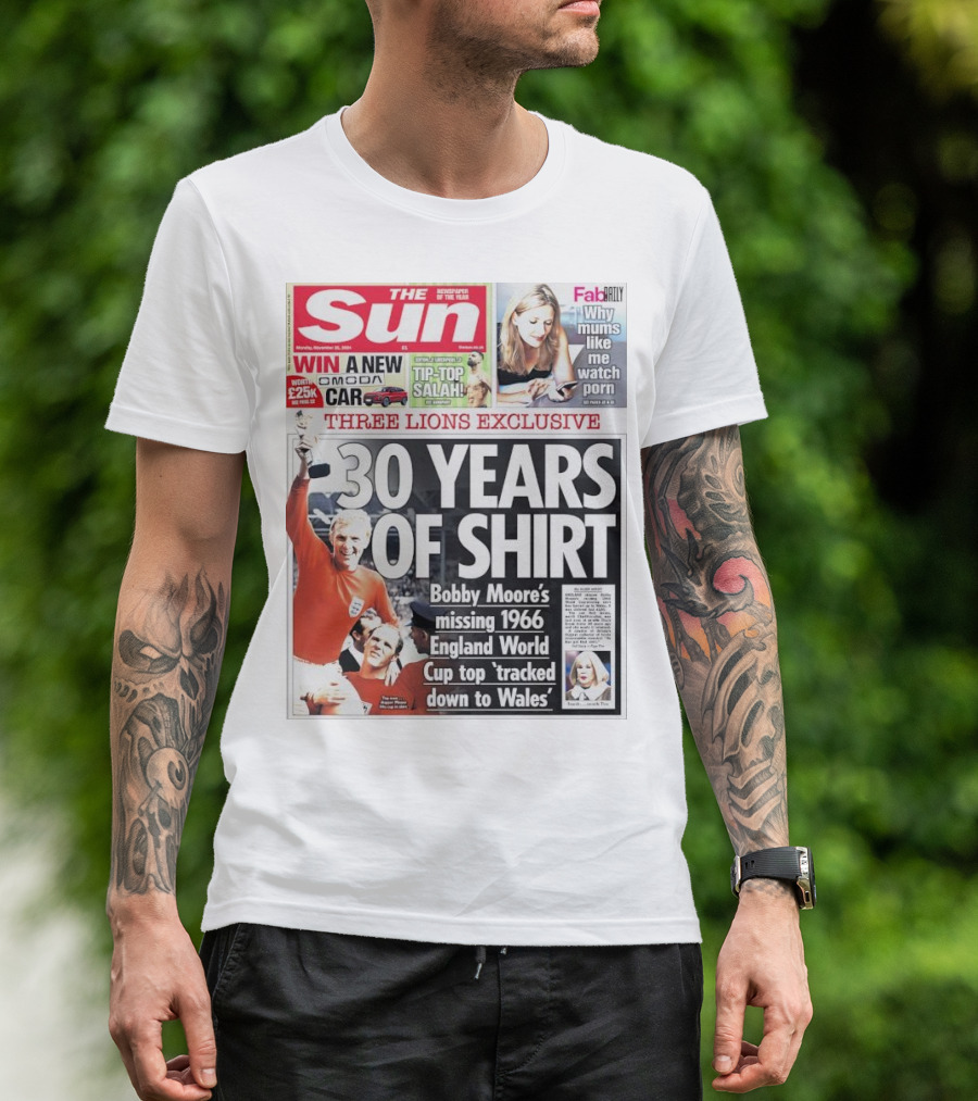 Bobby Moore's Missing 1966 England World Cup Shirt Tracked Down To Wales 30 Years On - The Sun Three Lions Exclusive T-Shirt