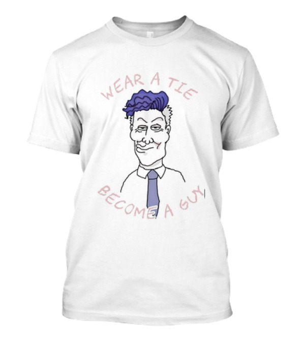 Wear A Tie Become A Guy Cartoon Character With Blue Hair And Necktie T-Shirt