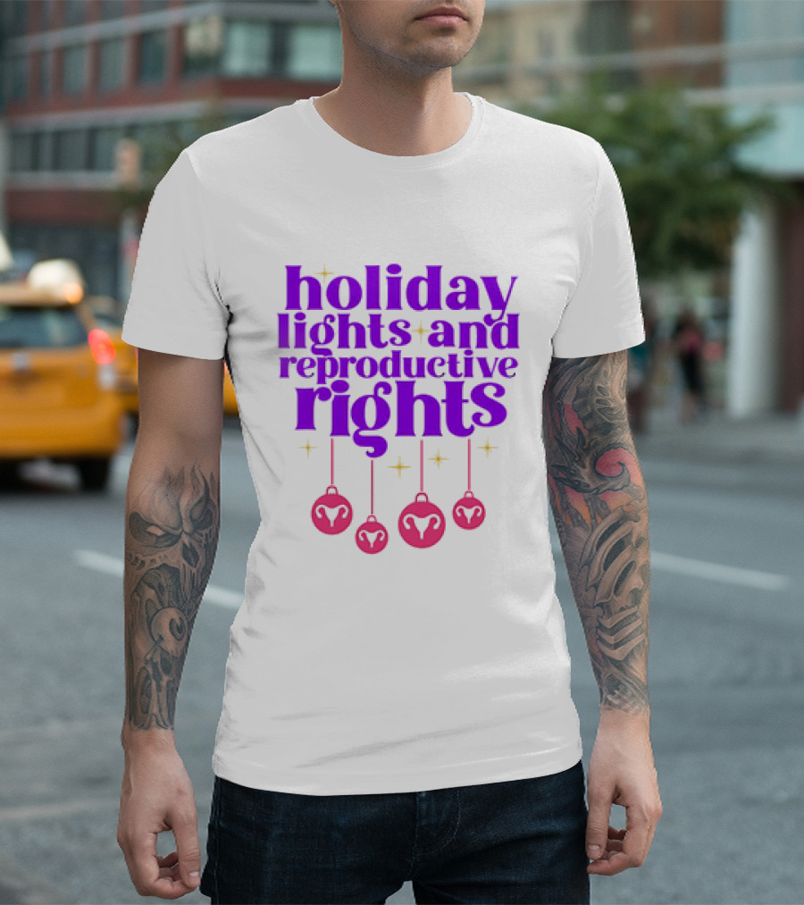 Holiday Lights and Reproductive Rights Ornaments with Symbols T-Shirt