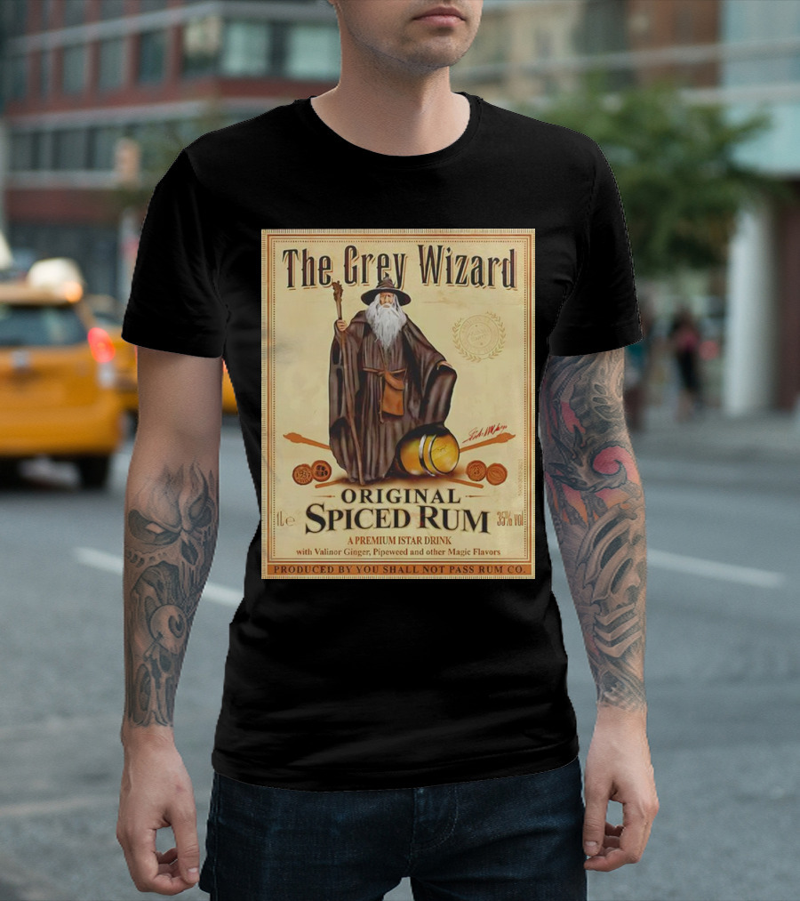 The Grey Wizard Original Spiced Rum Premium Istar Drink Valinor Ginger Pipeweed Magic Flavors T-Shirt