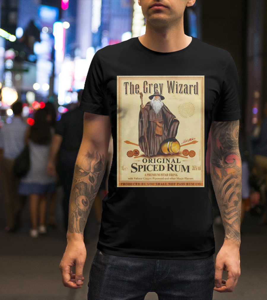 The Grey Wizard Original Spiced Rum Premium Istar Drink Valinor Ginger Pipeweed Magic Flavors T-Shirt