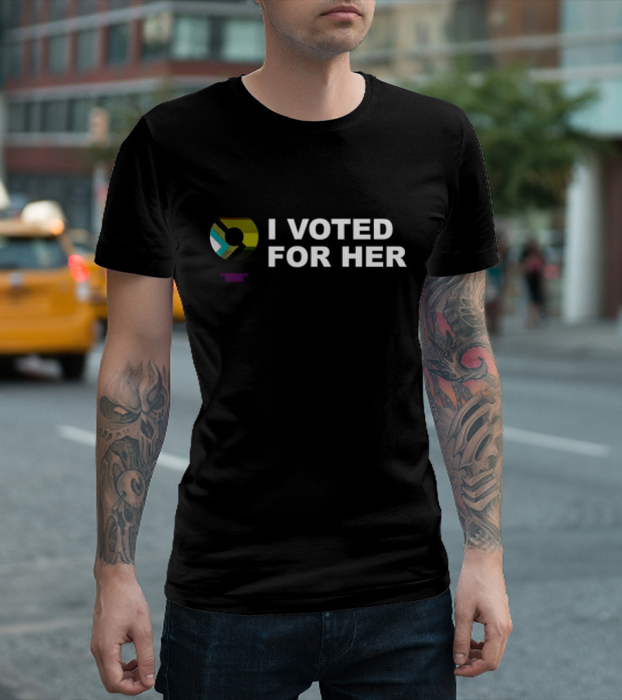I Voted For Her White Text with Geometric T-Shirt
