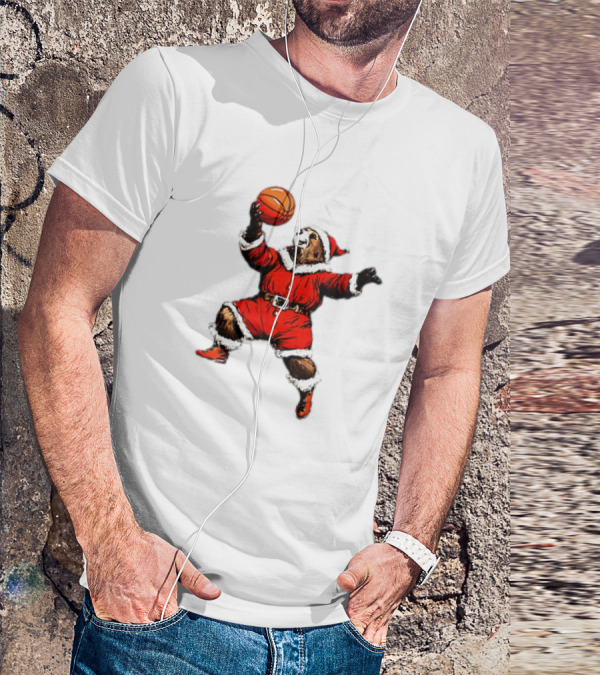 Santa Bear Basketball Holiday T-Shirt