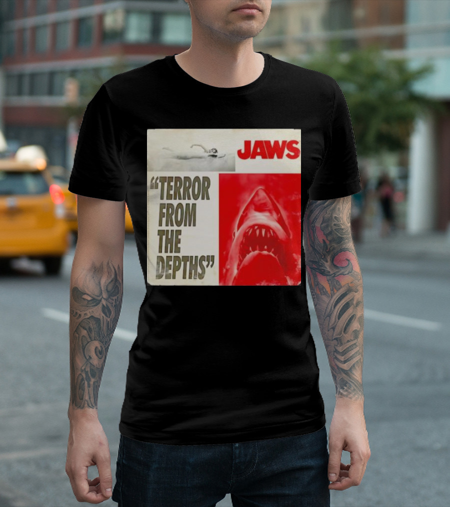 Jaws Terror from the Depths Retro Classic Movie Iconic Shark Attack Scene T-Shirt