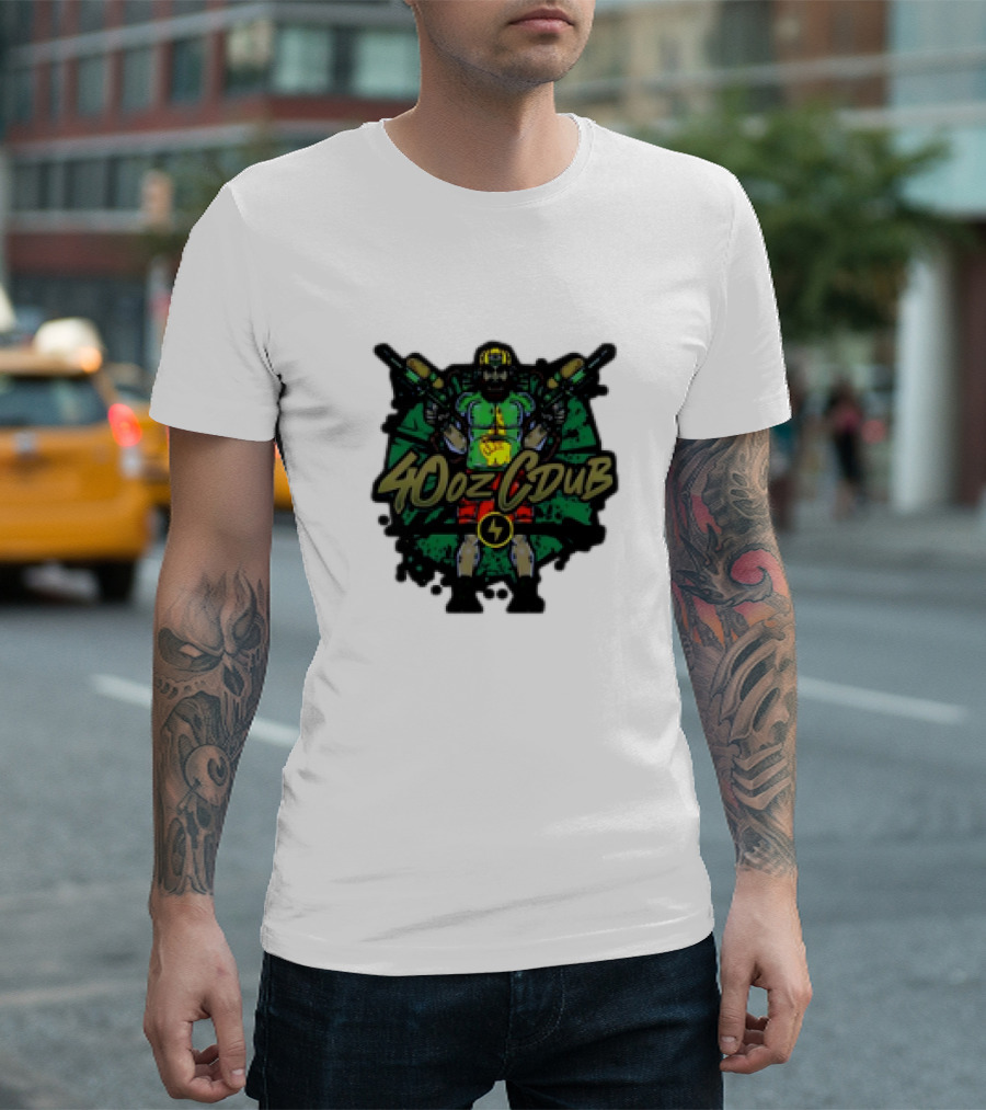 40ozCDub RemixDub Guns Warrior Power T-Shirt