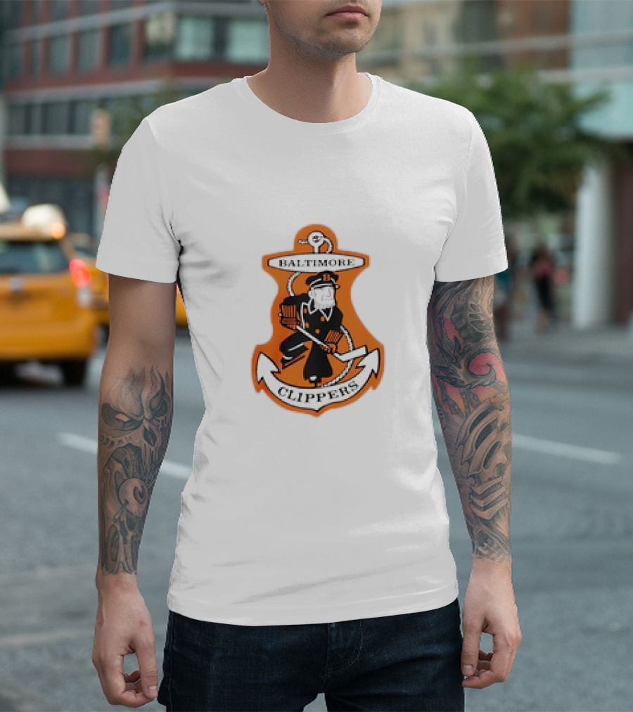Baltimore Clippers 1962 Retro Style AHL Logo Orange Anchor T-Shirt