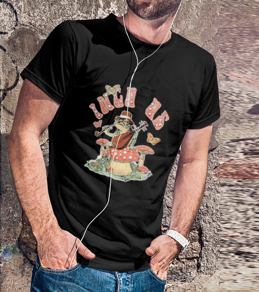 Incubus Frog Playing Mandolin With Mushrooms And Butterflies T-Shirt